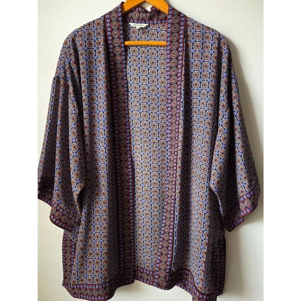 EUC LIKE NEW MAX STUDIO BOHO MEDALLION PRINT OPEN KIMONO TOP SIZE M